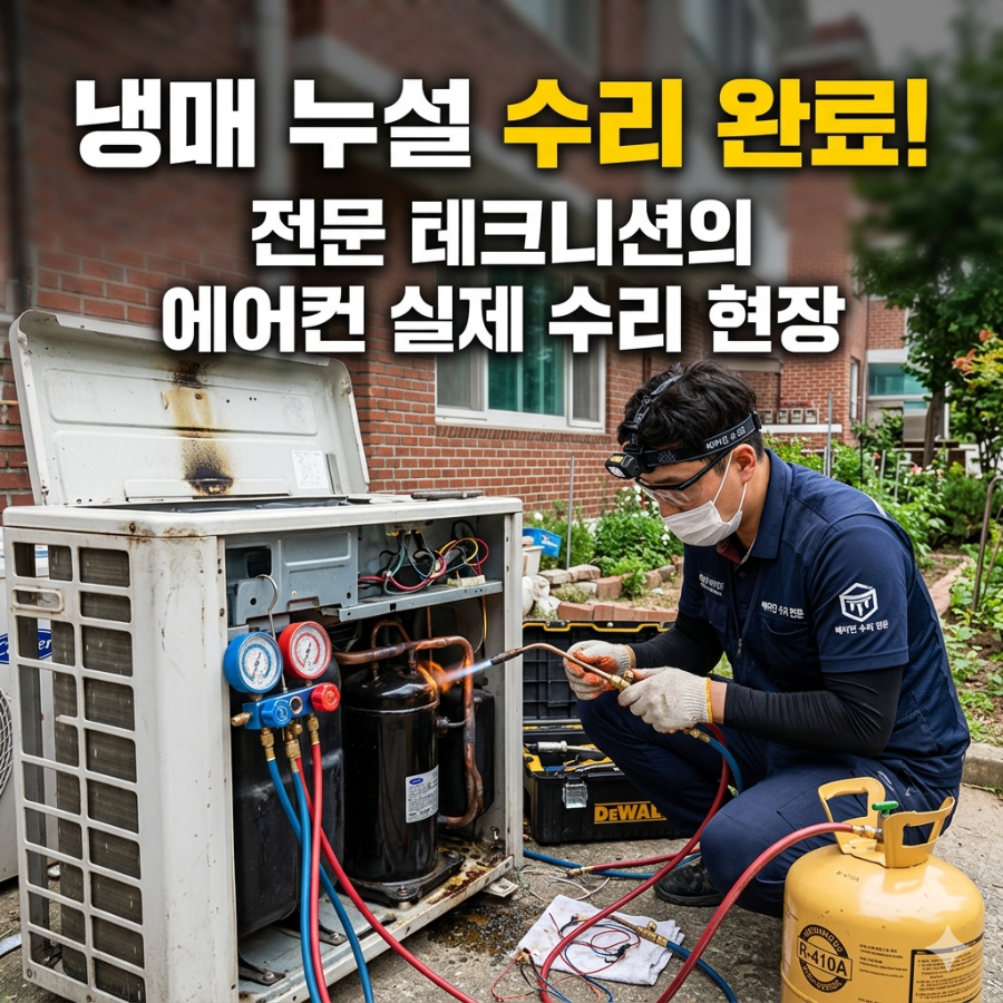 평택 시스템에어컨 냉매 누설 수리 실제 사례, 냉방 안될 때 원인 해결 현장사진